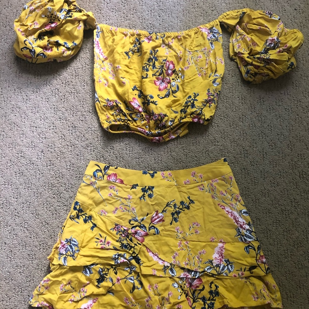 Two piece crop top and skirt